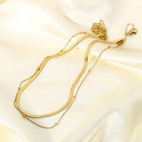 Flat Snake Chain & Beaded Necklace Set