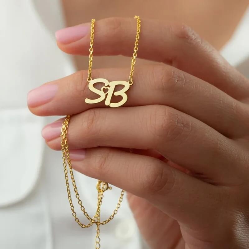 Personalized Siara Heart Initial Necklace