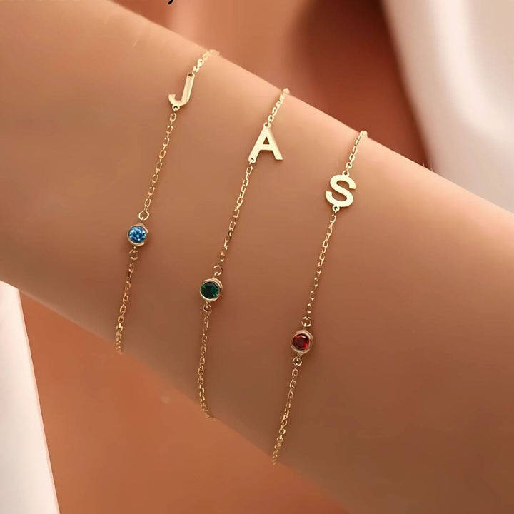 Personalised Soraya Birthstone Initial Bracelet