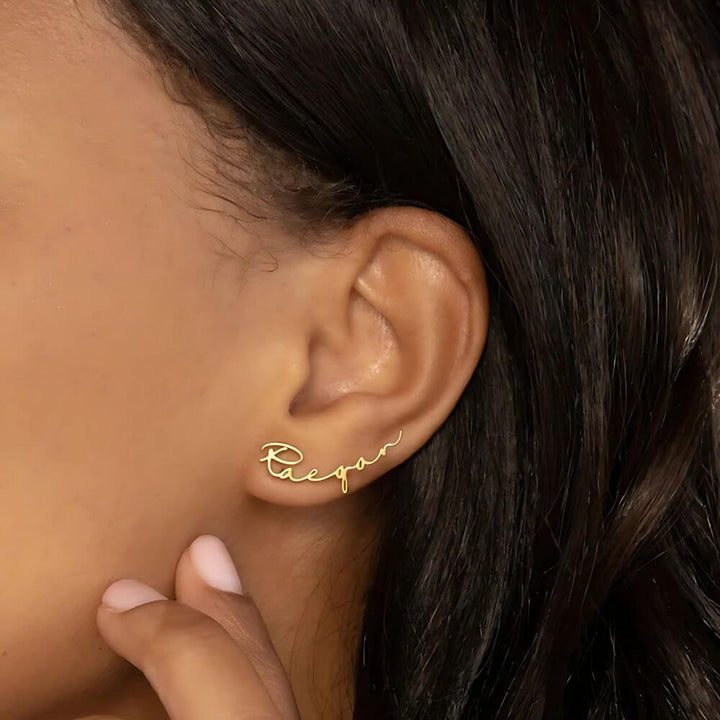 Personalised Raegan Name Earrings