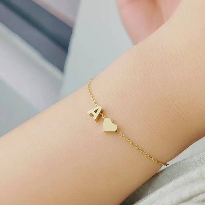 Personalized Sweet Heart Initial Bracelet