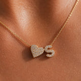 Personalised Sweet Heart Pavé Initial Necklace